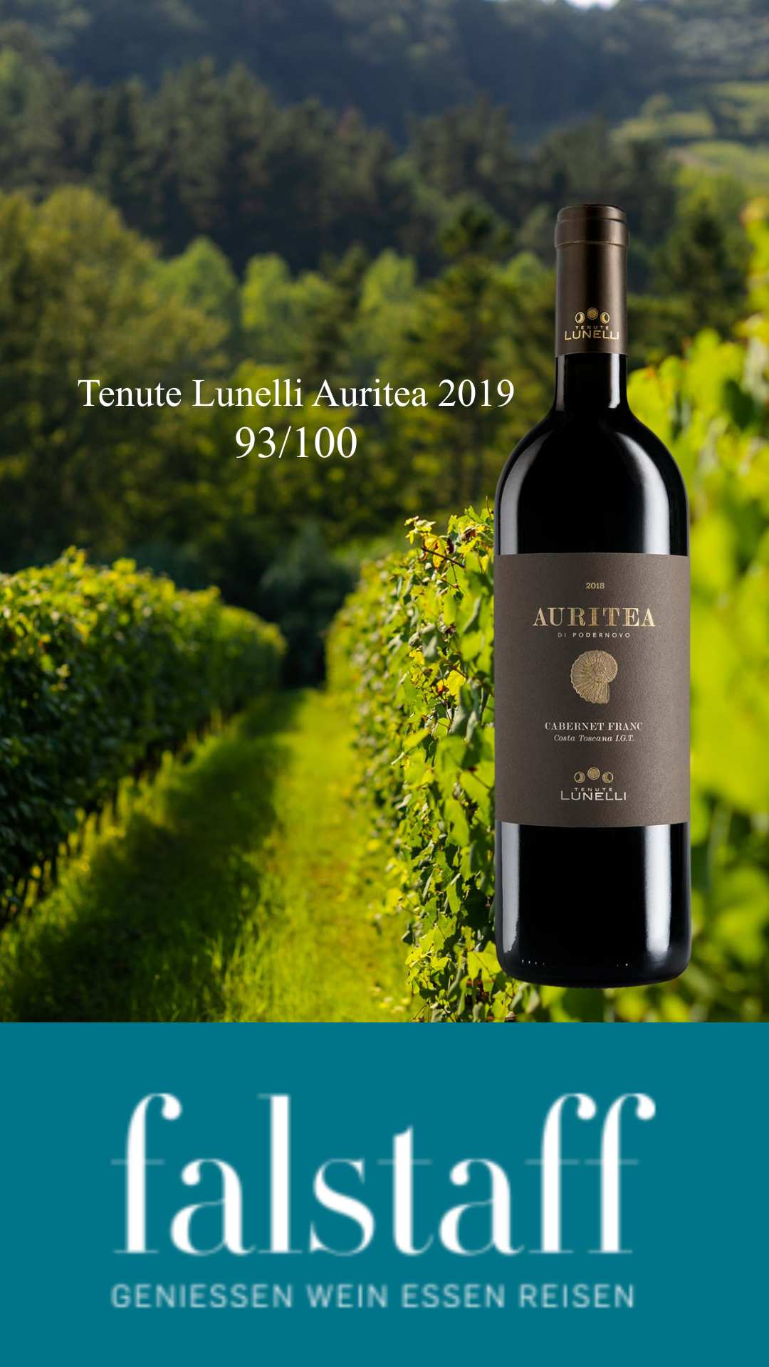 Auritea 2019 scores 93 Points in Falstaff’s Costa Toscana Tasting & Trophy